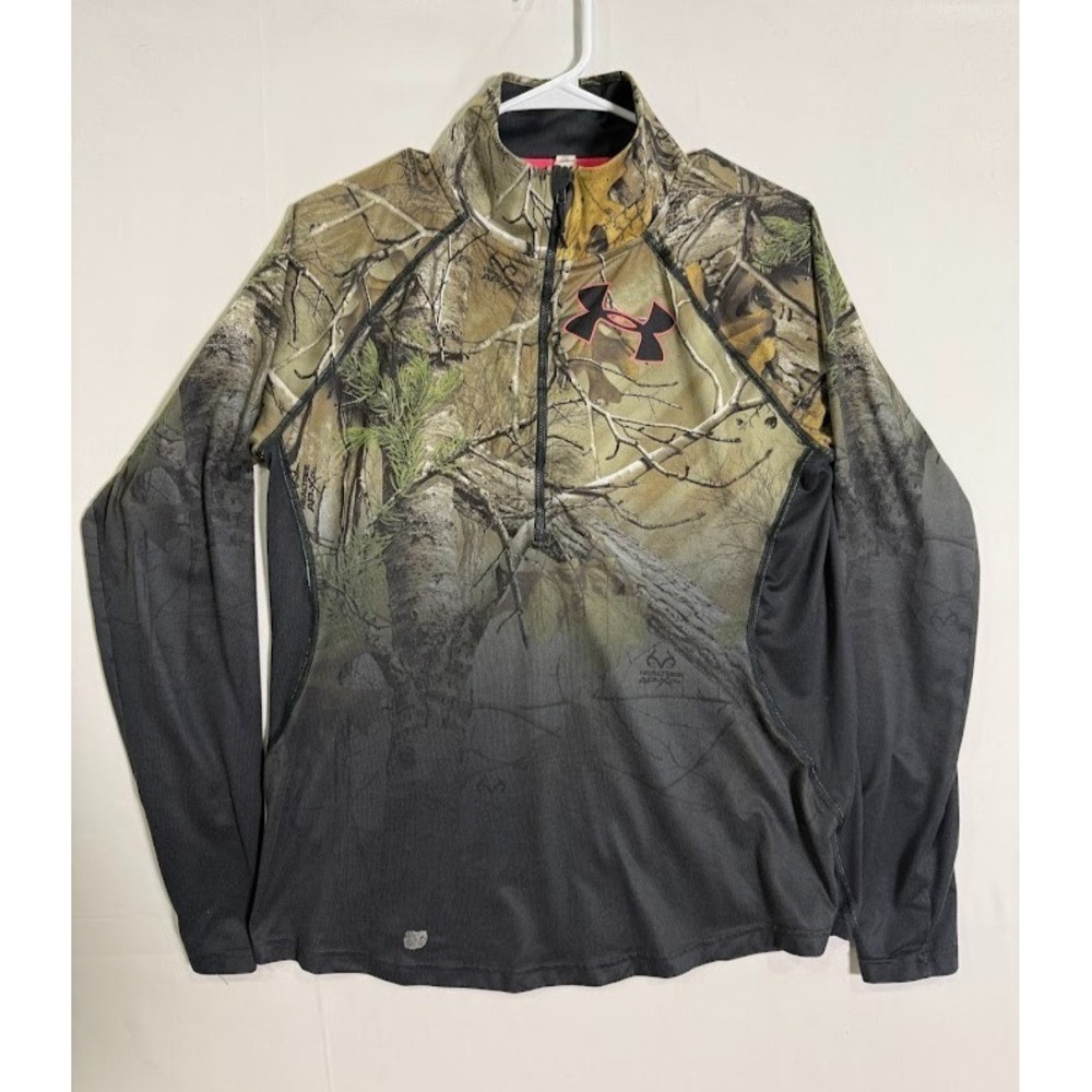 Under Armour Real Tree HeatGear Quarter Zip Womens L Camo Fitted Hunting‎